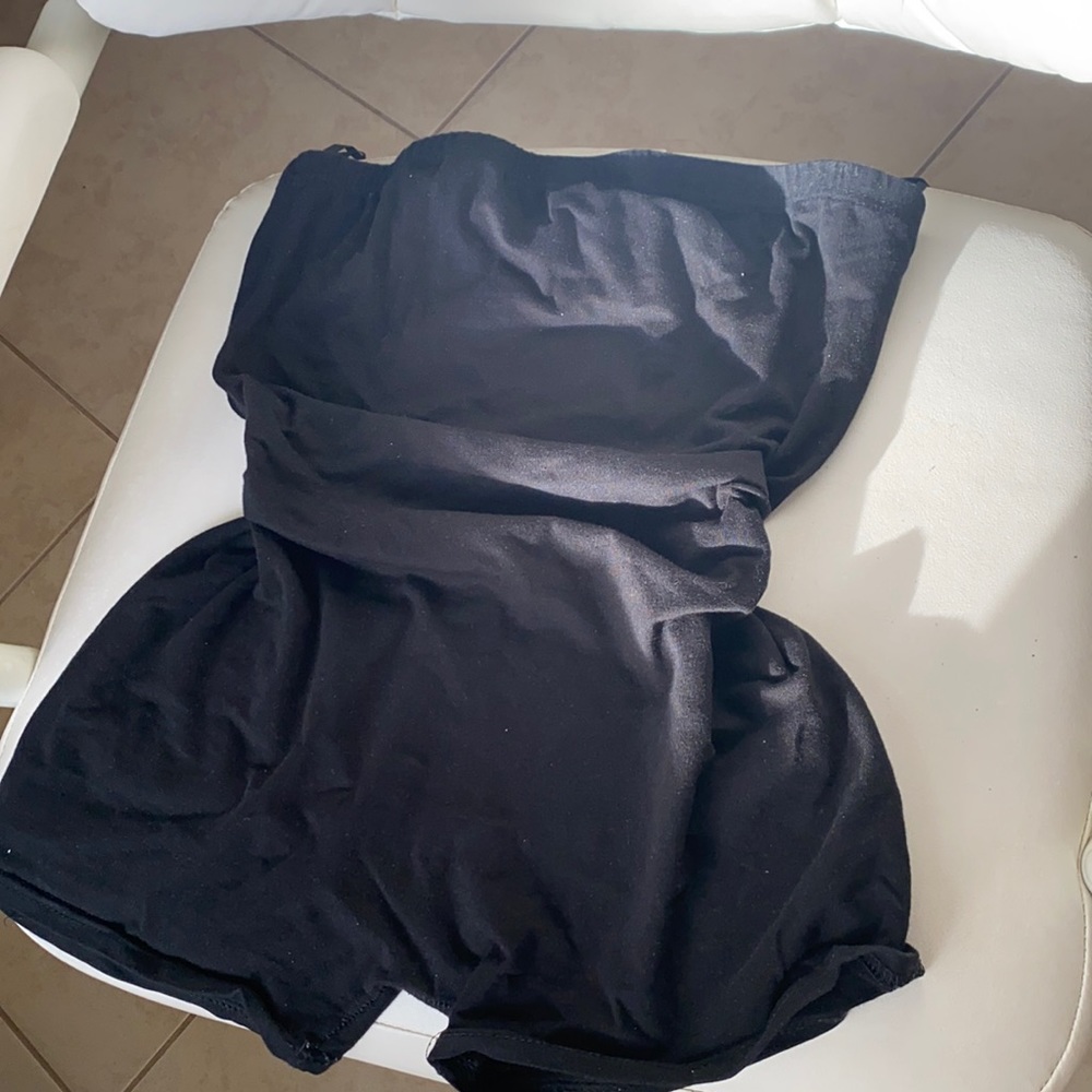 Black strapless romper